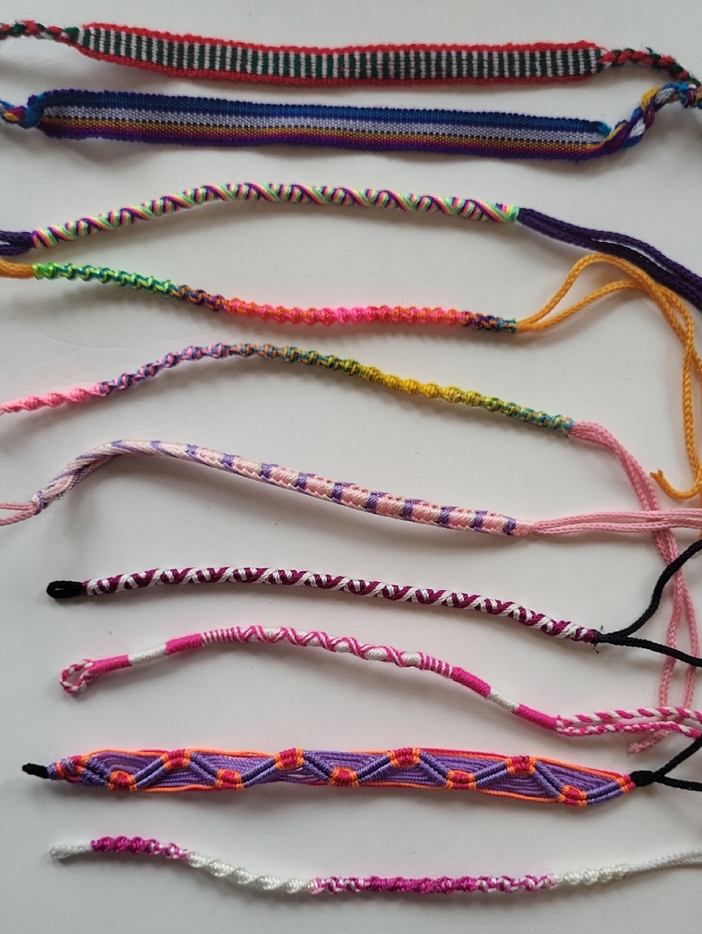 10 Friendship Bracelets Braided and Woven Mixed lot